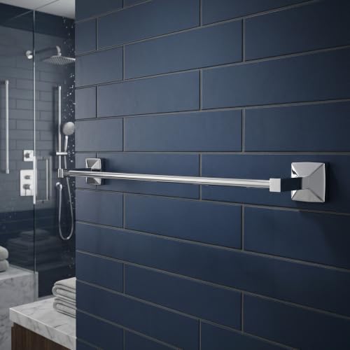 Image of Hindware Stelo Towel Holder for Bathroom - 24 Inch Wide|Superior Stainless Steel | Space Saving Towel Hanger |Mirror Like Chrome Finish | Corrosion Resistant|Dimension(mm): 610*86*52 | 1-year Warranty