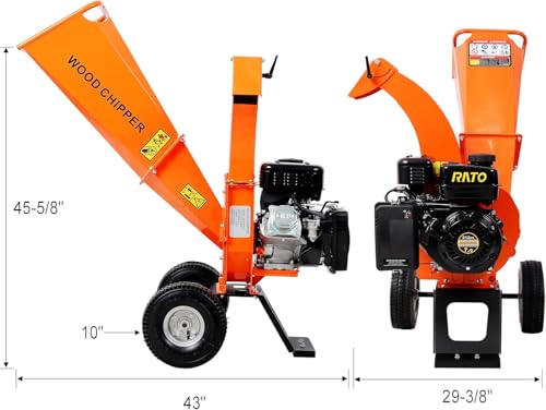 7HP 212cc Gas Powered Wood Chipper Shredder Mulcher Heavy Duty 3\" Capacity EP-A Certified Orange Compact Design for Garden Forestry Landscaping, Orange - Thumbnail 2