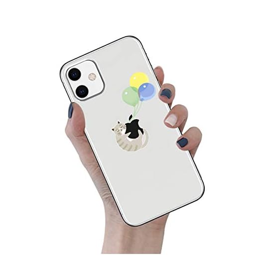 Emlivi Fodral för iPhone 12 Mini mobiltelefonfodral smal kristall klar silikon skyddsfodral stötsäker TPU mjukt transparent silikon fodral för Apple iPhone 12 Mini (5,4 tum) fodral skydd, färgade katter