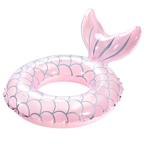 Heysplash Mermaid Pool Float, Mermaid Tail Shaped Pool Swimming Float Tube Ring Floatie, Summer Water Fun Beach Party Swimming Pool Toys For Kids Children Adults Water Activities, Pink #TOP7