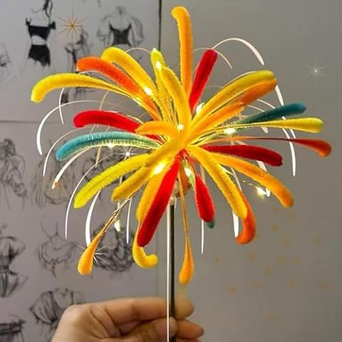 Piywan Fireworks Twist Stick DIY Set, DIY Colorful Firework Luminous Twisting Stick Material Package, Spring Festival Toy Choice Simulated Fireworks Home Winter Atmosphere Decor (C) Cover