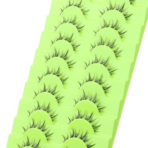 outopen Manga Lashes Natural Look Wispy Fluffy Asian Cosplay Eyelashes Spiky Japanese Anime Lashes 3D Short Fake Eyelash 10 Pairs Pack (A-Y39 | 8-12MM)