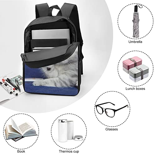 Sac à dos scolaire 17 pouces chat 3D pour la rentrée des classes