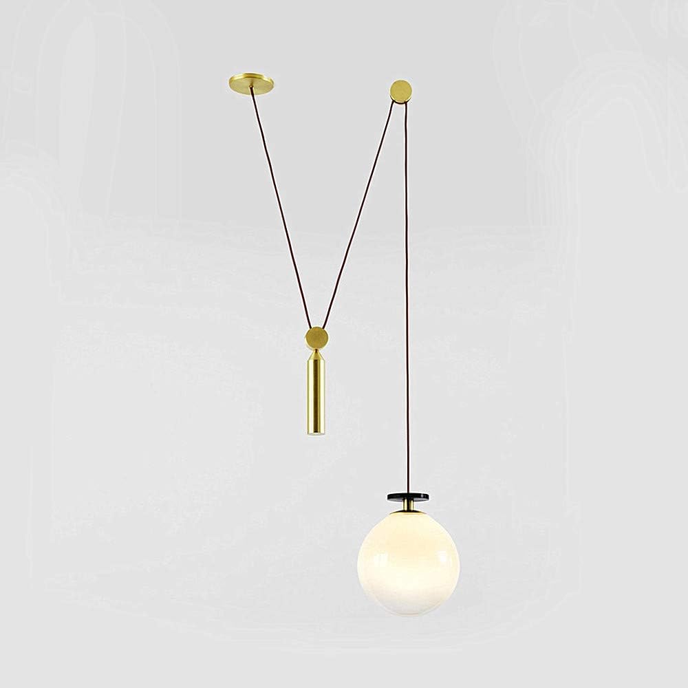 ZSML Lámpara Colgante de Cono/Domo/Globo de Metal - Altura Ajustable 1 luz Lámpara Colgante de Techo de Estilo Simple con polea en Acabado de latón