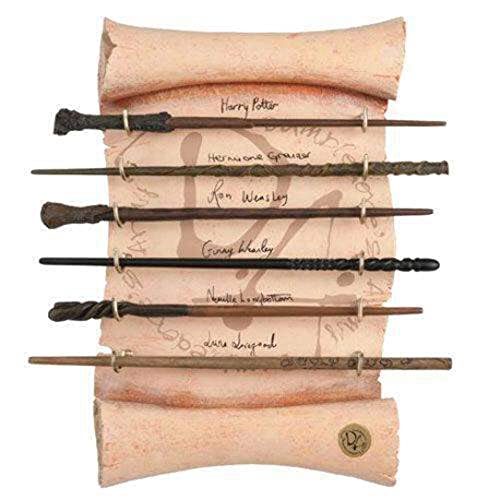 The Noble Collection Harry Potter Dumbledore's Army Wand Collection - Set of 6 Prop Replica Wands on 17in (44cm) Resin Scroll Display - Officially Licensed...
