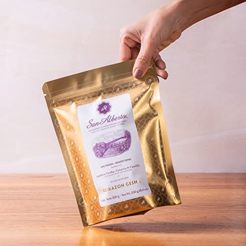 San Alberto Corazón Gesha - Colombian Whole Bean Coffee - Medium Roast - Gourmet Quality And Taste For Discerning Palates - Fresh Notes Of Lemongrass & Juicy Fruits, Floral Heart, Silky Body - 8.8 Oz #TOP2
