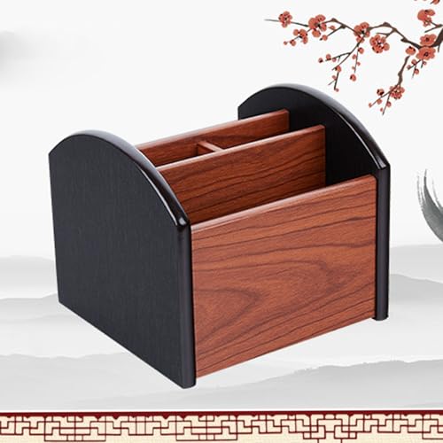 Organisateur de bureau en bois rotatif à 360° avec compartiments de rangement