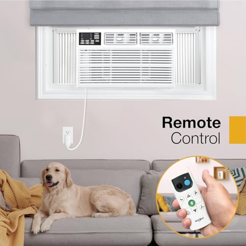 Image of Whirlpool 24,000 BTU Window Air Conditioner with Dehumidifier, Timer, White | 230V, Remote Control, 3 Speeds, 24H Timer for Extra Large Rooms up to 1500 Sq. Ft., Bedroom, Living Room, Apartment