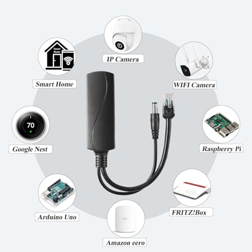 Image of 2.5G 36W PoE Splitter 12V /3A, DC 5.5 * 2.5mm Plug PoE to DC 12V /3A Output, 2.5Gbps Ethernet Comply IEEE802.3bt, Plug and Play for IP Camera, Smart Home (PS5712BG-25)