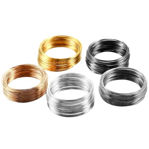Set mit 5 Memory-Drahtkreisen, Stahldraht, Schmuckkomponenten, Drahtzubehör, für Halsketten, Schmuckkomponenten