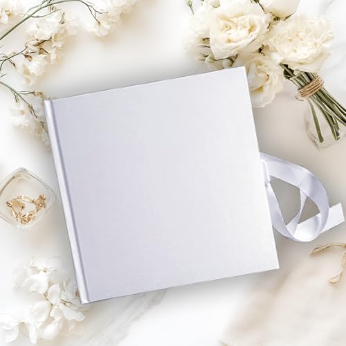 Album photo en satin blanc rigide, carnet de notes 86 pages 19x19 cm, papier 120 g/m² pour sublimation, projet créatif, baptême, anniversaire, naissance