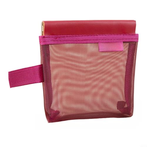 Hoppipola Pochette de rangement compacte en maille de nylon, sac transparent avec bouton-pression en métal pour cartes, espèces, organiseur de voyage, 12 x 12 x 9 cm, vert (5)