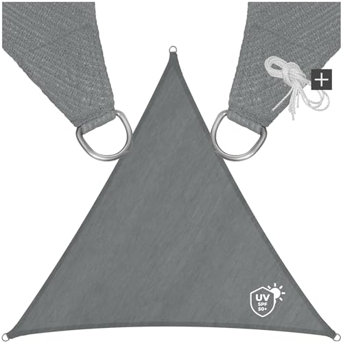 tectake® Voile d'ombrage 5x5x5m Protection Bache Anti UV 50+ Toile ombrage Exterieur résistante & Respirante Toile Tendue 160g/m² avec Câbles de Tension...