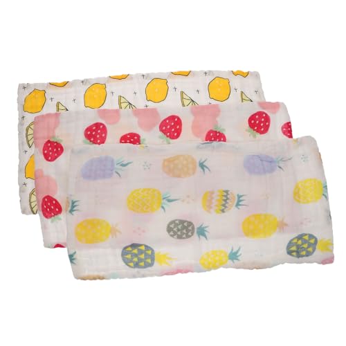 UPKOCH 3Pcs Burp Cloths Muslin Cotton Washcloths with Adorable Patterns for Newborns Soft and Breathable Face Towels for Showers and Parents