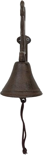 Miniatura 2 de Ebros Gift Campana de hierro fundido rústico vintage canino occidental para perro, puerta, pared, cena, patio, granja, cabaña, cabaña, cabaña,