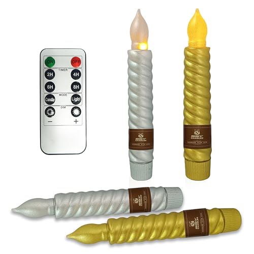 Bougie LED en cire véritable dorée argentée haut de gamme avec télécommande