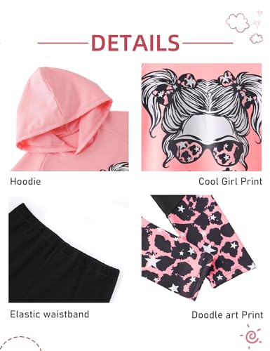 Image of Gaupafmb Girls Clothes Cool Girl Print Tie Dye Hoodie Pullover Sweatshirt Leggings 2PC Outfits