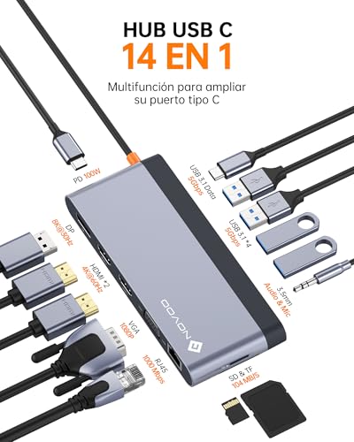 Docking Station USB C para solucionar la falta de puertos en tu portátil con doble HDMI y VGA 2