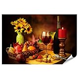 islandburner Poster Stilleben mit Früchten Wein und 