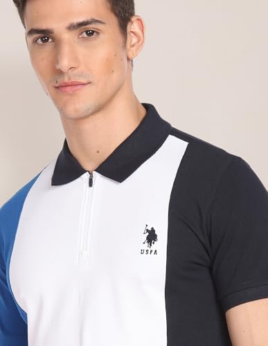 Image of U.S. Polo ASSN. Pattern Slim Fit Polo T Shirts for Men - 100% Cotton, Half Sleeves Mens Tshirt