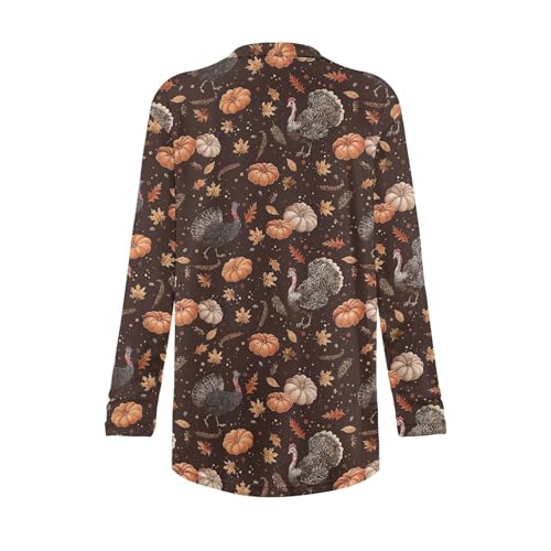 Image of Fall Maple Leaf Cardigan Sweaters for Women Long Sleeve Cardigan Soft Drape Open Front Dusters V-Neck Jackets Dressy