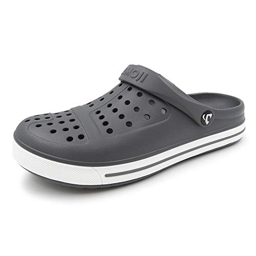 Amoji Unisex Garden Clog Yard Shower Shoes CL1820 14 Women/12.5 Men Greywhite