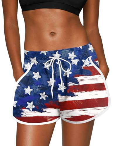 Image of For G and PL Women Summer Floral Beach Boardshorts with Pockets Swim Trunks