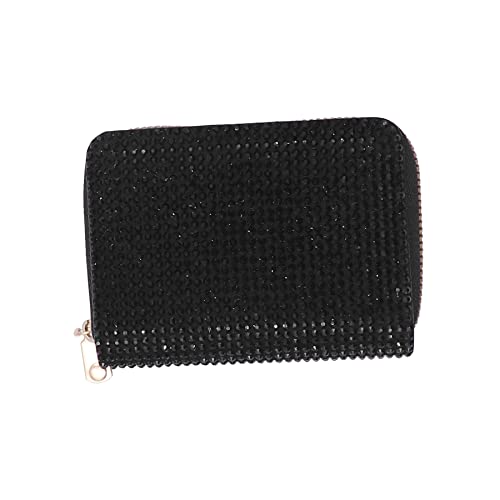 Women's Rhinestone Credit Card Holder Fashion Zipper RFID Card Case Organizer Bling Sparkle Slim Small Pouch Wallet