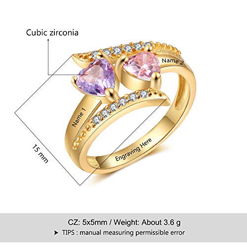 JewelOra Personalized Birthstone Rings for Women Promise Rings for Her Women Mother Rings with Engraved 2 Names Customized Gifts for Mom3