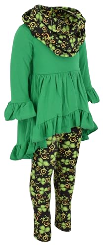 Image of Unique Baby Girls Kids Toddler 3pc Outfit Set Long Sleeve Cotton Blend Tunic Top Leggings and Scarf