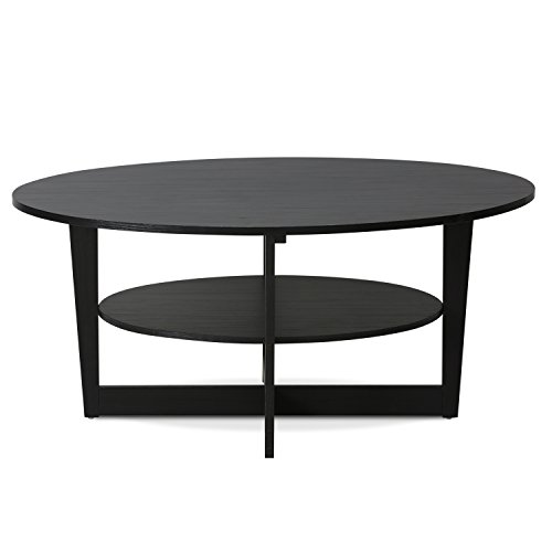 Furinno Jaya 2-Tier Round Coffee Table, Small Black Coffee Table with Storage Shelf, Oval Center Table for Living Room, Bedroom, Home Office, Black Walnut by Furinno - Used condition - Image 7