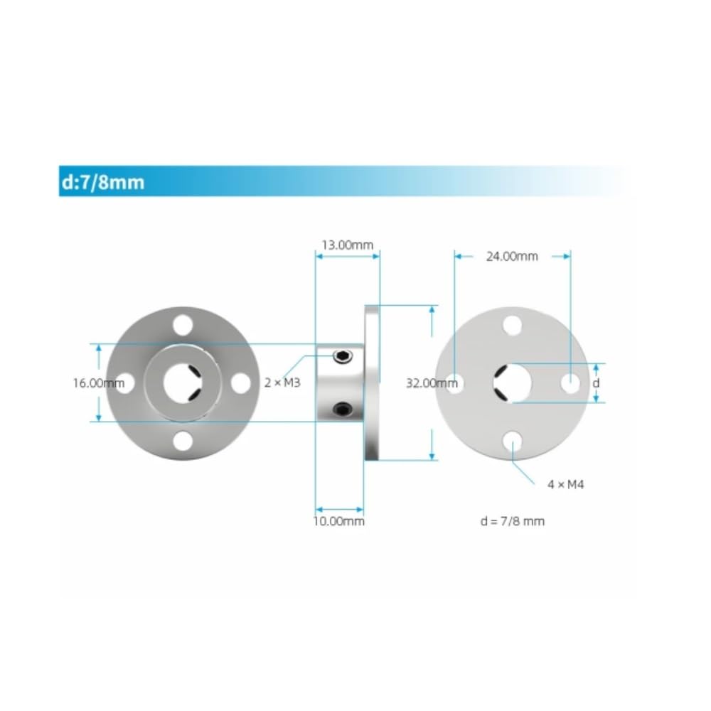 Accoppiatore for albero guida motore in acciaio, accoppiamento rigido a flangia da 7 mm 11 mm 14 mm - Costruzione durevole in acciaio 45#(8mm)