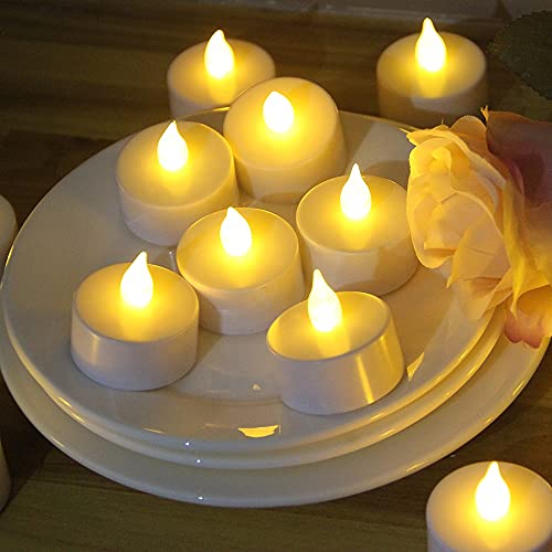 24 Pack Flameless LED Tea Light Candles, Realistic Flickering Tealights, Battery-Powered Candles Lights Holiday Gift for Wedding Party Home Valentines Decoration (Set4)