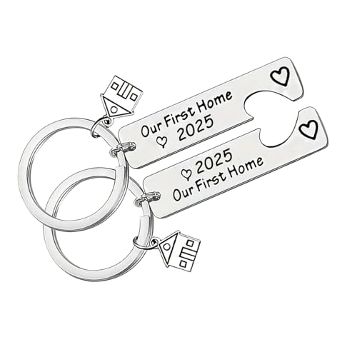 2025ハウスウォーミングステンレス鋼キーチェーンセット新しい住宅所有者と思慮深いギフトのための キーリングペンダント移動日アクセサリー