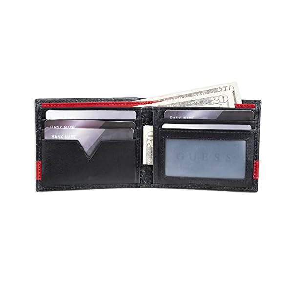 GUESS Men's Mesa Id Bi-Fold Wallet, Black/Red, One Size - Image 6