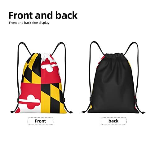 Maryland MD State Flags Drawstring Bags Unisex Drawstring Backpack 3D Print Lightweight Daypack Sports Gym Bag Small4
