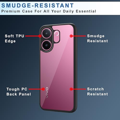 Image of CEDO Backcover for Vivo V60e (5G) | Camera Protection Bump Shockproof Edge | Ultra Hybrid Transparent Acrylic Clear TPU+PC Hard Backcase Cover (Black)