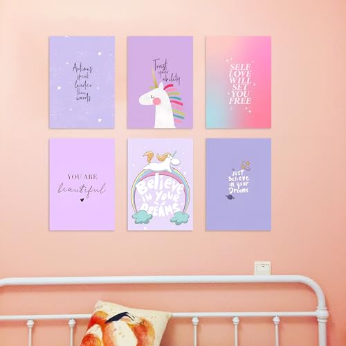 Image of CodersParadise Pack of 6 - Pastel Art Wall Posters 8x12 inch (A4 Size) Included Glue dots Wall Decor Posters Wall Art For Bedroom, Living room, Office
