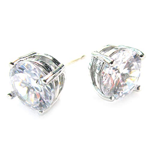 EleganceWithFlair Silver 8mm Round CZ Stud Earrings Weddings or Pageants Statement Wedding Fashion Jewelry