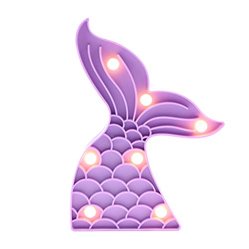 Cute Mermaid Tail Night Light, Mermaid Party Supplies, Mermaid Birthday Party Decorations, Mermaid Lamp, Battery Operated Led Light, Mermaid Bedroom Decor for Girlsï¼ˆPurpleï¼‰