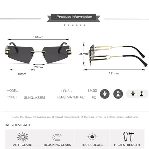 Lunettes de soleil rétro sans monture en métal de haute précision - 7