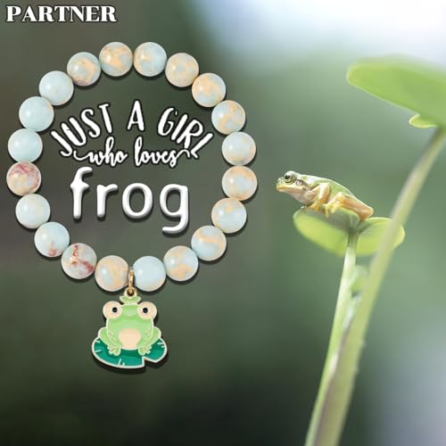 Image of Frog Lover Gift Frog Spirit Animal Gift Frog Bracelet Frog Charm Jewelry Inspiration Gift for Friend
