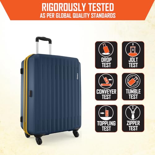 Image of Safari Genius Alley Set of 3 (Cabin+ Medium + Large) Trolley Bags Hard Case Polypropylene, 4 Wheels, 360 Degree Wheeling Luggage, Travel Bag, Suitcase for Travel, Trolley Bags for Travel, Navy