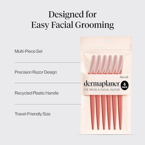 Kitsch Dermaplane Razor for Women Face – Coral, 6 pcs - image 3
