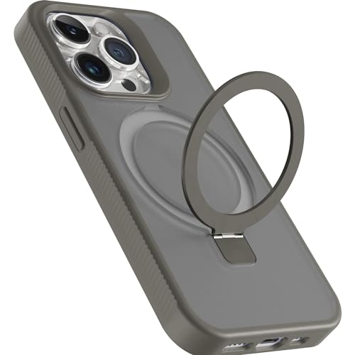 Image of Vaku Luxos Astros Magpro Back Cover Case for iPhone 15 pro with Magnetic Alloy Ring Metal Kickstand Scratch Resistant Slim Thin Military-Grade Protection Compatible with MagSafe - Grey