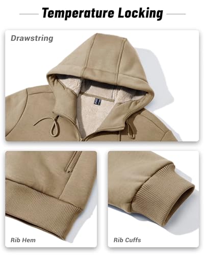 Boladeci Men's Sherpa Lined Hoodie Jacket Warm Winter Heavy Weight Thick Fleece Zip Up Hooded Sweatshirt4