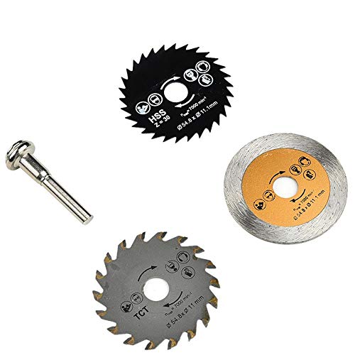 Loijon 3 pcs Conjunto de Lâmina de Serra Circular 54.8mm HSS Mini Disco de Corte de Madeira Roda de