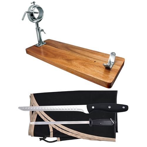 NERTHUS Schinkenhalter drehbar und teleskopisch + schwarzer Schinkenabdeckung + manueller Schärfer + Schinkenmesser