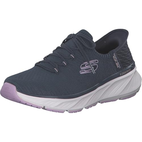 Skechers Damen Edgeride Impression Sneaker, Navy Knit/Lavender Trim, 39 EU