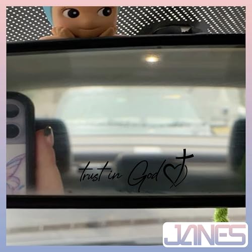 Image of JANES 3pcs Cross Trust in God Decal, Size 4x1.5'' UV DTF Transfer Car Mirror Decal, Heart Cross Rearview Mirror Decal, Car Mirror Decals, Car Decals for Women Men, Christian Car Decals for Trucks